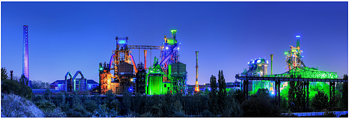 Acrylglas Fotos kaufen,Panorama Landschaftspark Duisburg, Auf Acrylglas oder Leinwand, schönes Ruhrgebiet, Panoramafoto von Duisburg, Krefeld, Oberhausen, Essen, Düsseldorf,